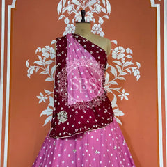 CHINON HANDWORK BHANDEJ LEHENGA Pink / Free Size