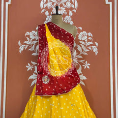 CHINON HANDWORK BHANDEJ LEHENGA Yellow / Free Size