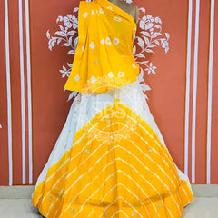 CHINON HANDWORK BHANDEJ LEHENGA Yellow / Free Size