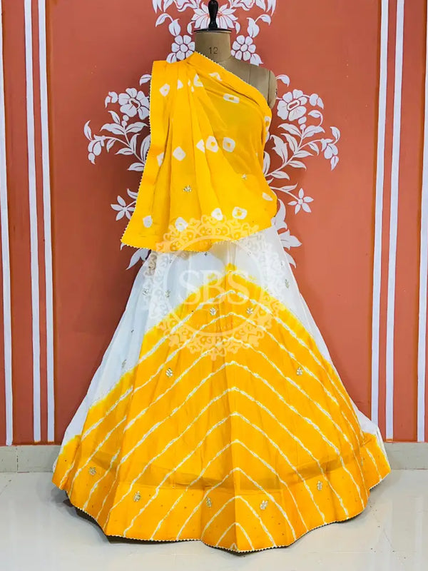CHINON HANDWORK BHANDEJ LEHENGA Yellow / Free Size