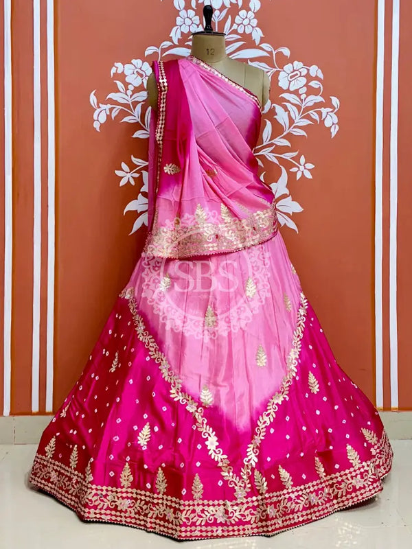 CHINON HANDWORK KACHI PATTI LEHENGA Pink / Free Size