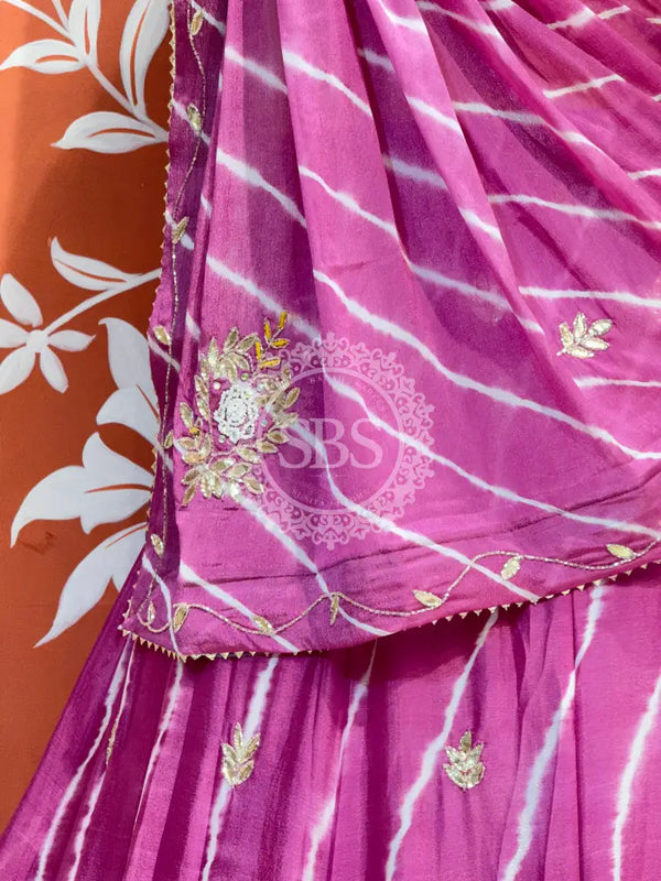 CHINON HANDWORK LEHERIYA LEHENGA
