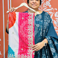 CHINON MANDALA BIG BOOTA SAREE Rani Pink