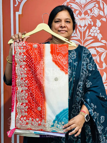 CHINON MANDALA BIG BOOTA SAREE Red