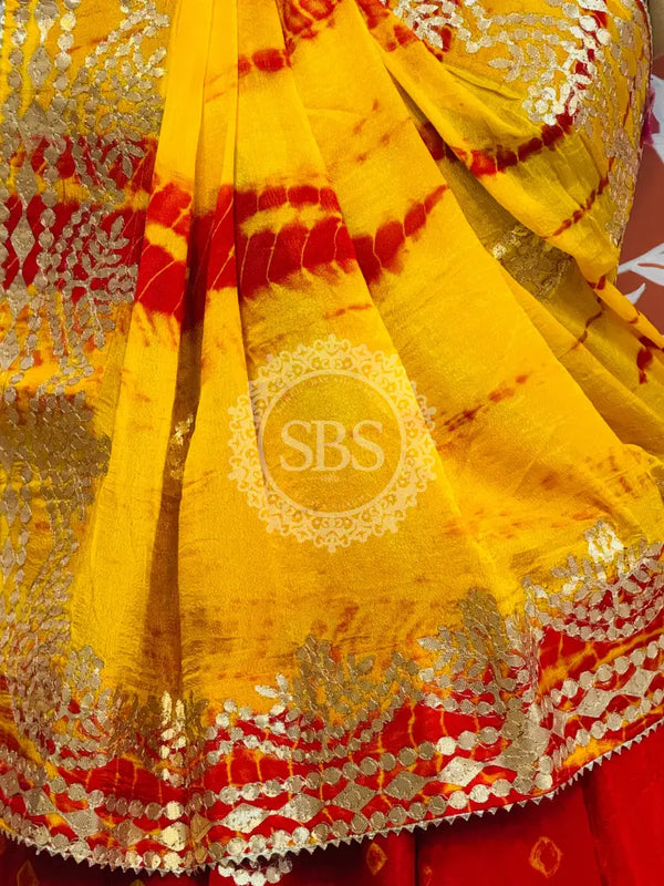 CHINON SHIBORI HANDWORK GOTA PATTI LEHENGA