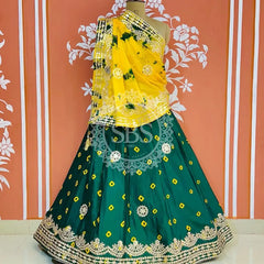 CHINON SHIBORI HANDWORK GOTA PATTI LEHENGA Green / Free Size