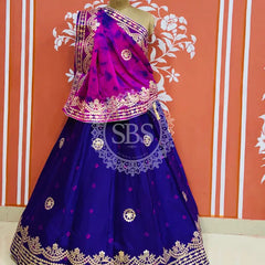 CHINON SHIBORI HANDWORK GOTA PATTI LEHENGA Navy / Free Size