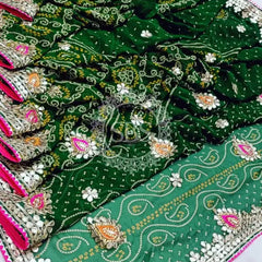 CHUNARI PEELIYA SAREE Green / Free Size