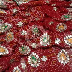 CHUNARI PEELIYA SAREE Red / Free Size