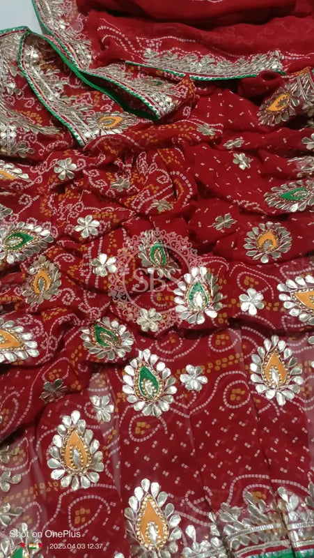 CHUNARI PEELIYA SAREE Red / Free Size