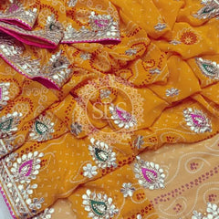 CHUNARI PEELIYA SAREE Yellow / Free Size