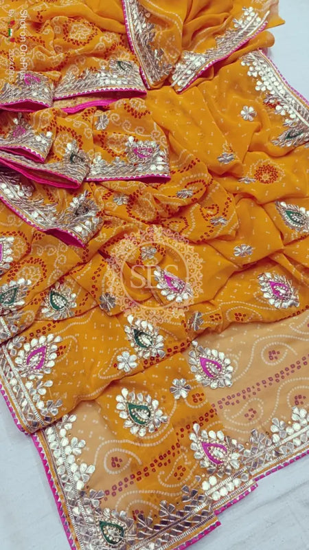 CHUNARI PEELIYA SAREE Yellow / Free Size