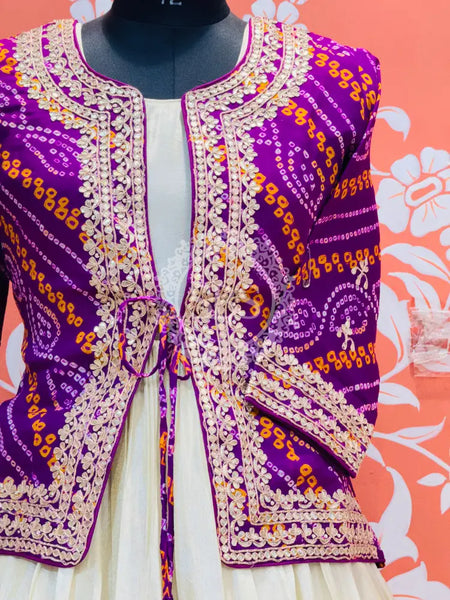 COSMOS TISSUE GOWN WITH JACKET INDO WESTERN White / Free Size