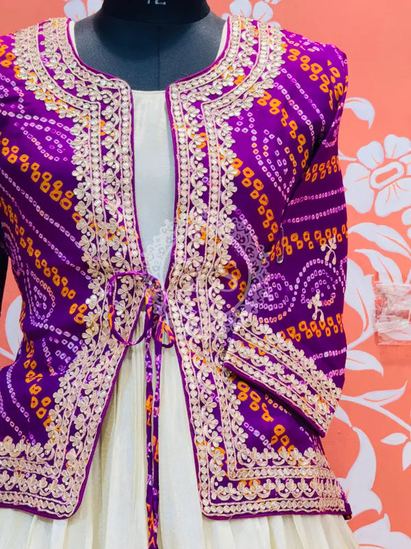 COSMOS TISSUE GOWN WITH JACKET INDO WESTERN White / Free Size