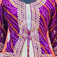 COSMOS TISSUE GOWN WITH JACKET INDO WESTERN White / Free Size