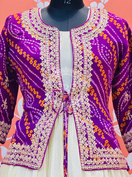 COSMOS TISSUE GOWN WITH JACKET INDO WESTERN White / Free Size