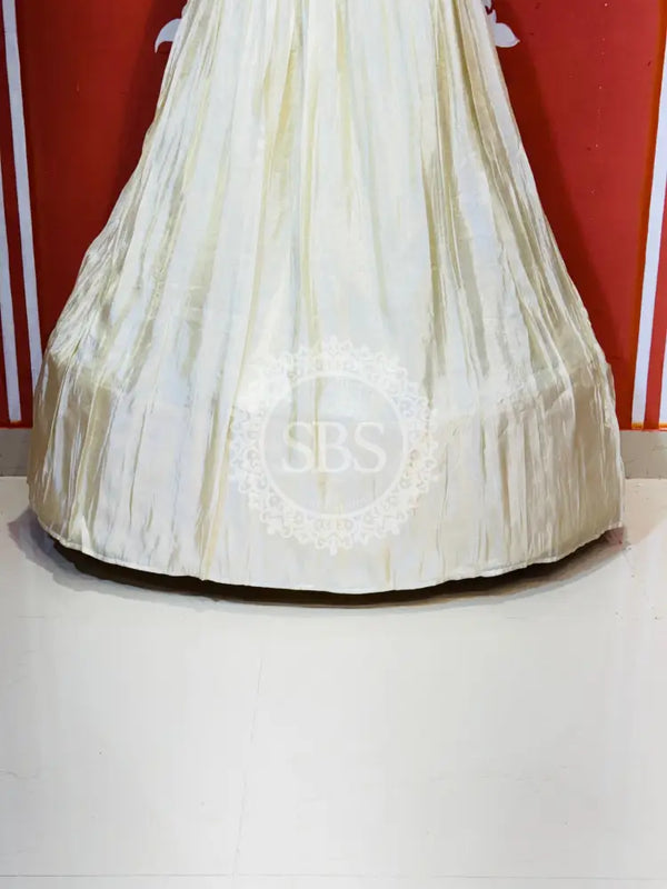 COSMOS TISSUE GOWN WITH JACKET INDO WESTERN White / Free Size