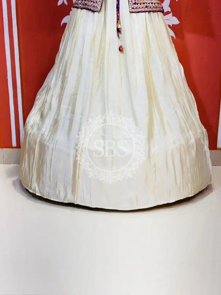 COSMOS TISSUE GOWN WITH JACKET INDO WESTERN White / Free Size