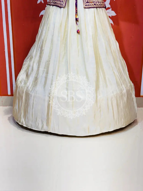 COSMOS TISSUE GOWN WITH JACKET INDO WESTERN White / Free Size