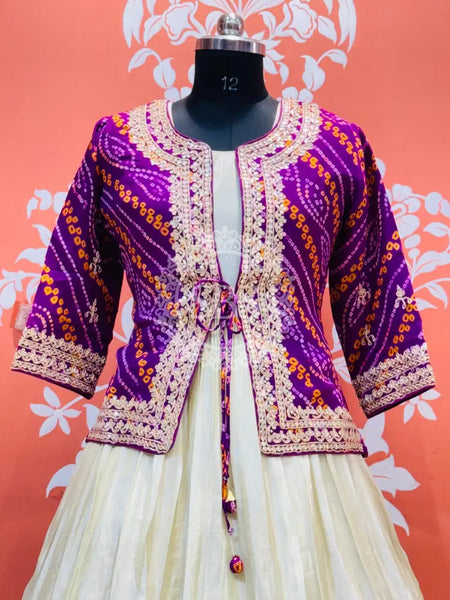 COSMOS TISSUE GOWN WITH JACKET INDO WESTERN White / Free Size