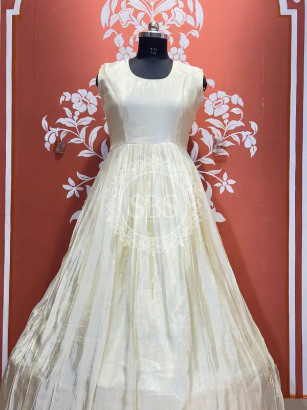 COSMOS TISSUE GOWN WITH JACKET INDO WESTERN White / Free Size