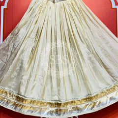 COSMOS TISSUE LEHENGA KACHI PATTI PELIYA DUPATTA Cream & Rust-Red / Free Size