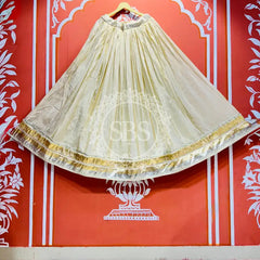 COSMOS TISSUE LEHENGA KACHI PATTI PELIYA DUPATTA Cream & Rust-Red / Free Size