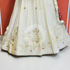 COSMOS TISSUE LEHENGA KACHI PATTI PELIYA DUPATTA Red / Free Size