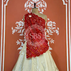 COSMOS TISSUE PURE BHANDEJ GEORGETTE DUPATTA LEHENGA