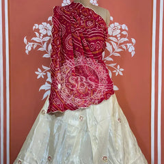 COSMOS TISSUE PURE BHANDEJ GEORGETTE DUPATTA LEHENGA