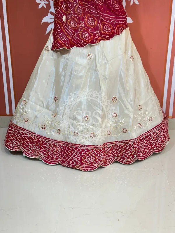 COSMOS TISSUE PURE BHANDEJ GEORGETTE DUPATTA LEHENGA