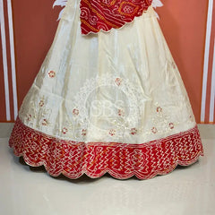 COSMOS TISSUE PURE BHANDEJ GEORGETTE DUPATTA LEHENGA