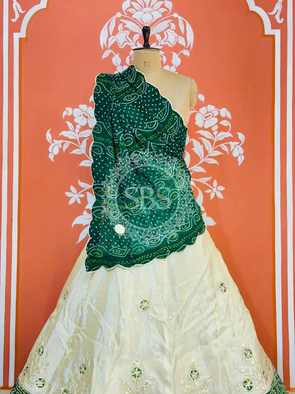 COSMOS TISSUE PURE BHANDEJ GEORGETTE DUPATTA LEHENGA