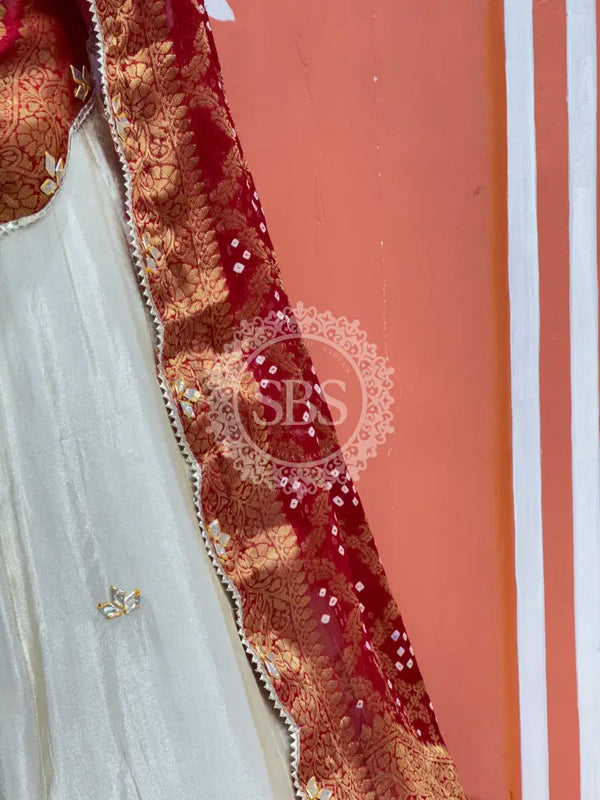 COSMOS TISSUE SILK LEHENGA WITH GHATCHOLA DUPATTA