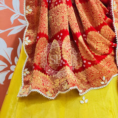 COSMOS TISSUE SILK LEHENGA WITH GHATCHOLA DUPATTA