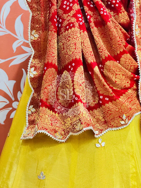 COSMOS TISSUE SILK LEHENGA WITH GHATCHOLA DUPATTA