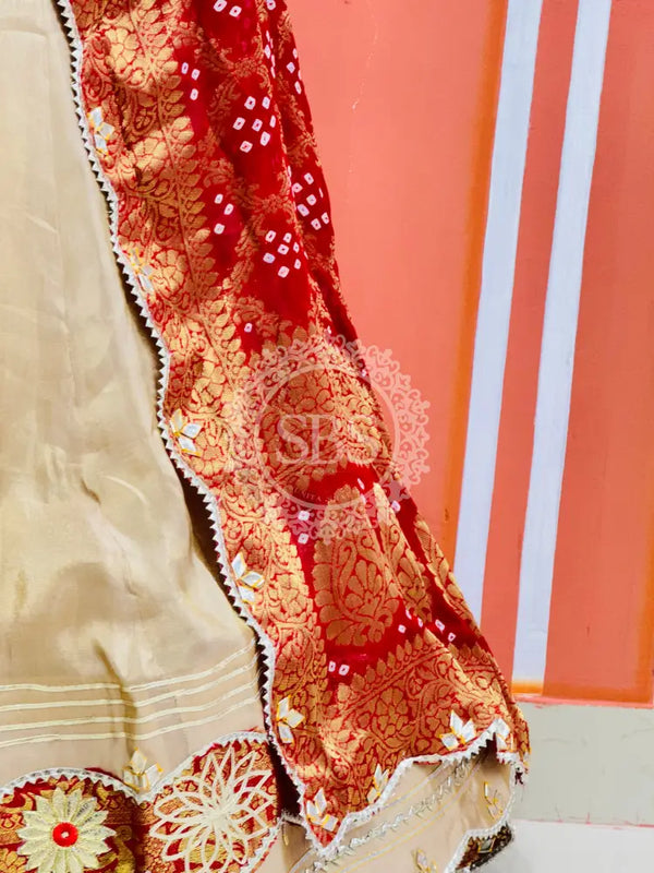 COSMOS TISSUE SILK LEHENGA WITH GHATCHOLA DUPATTA