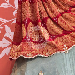 COSMOS TISSUE SILK LEHENGA WITH GHATCHOLA DUPATTA