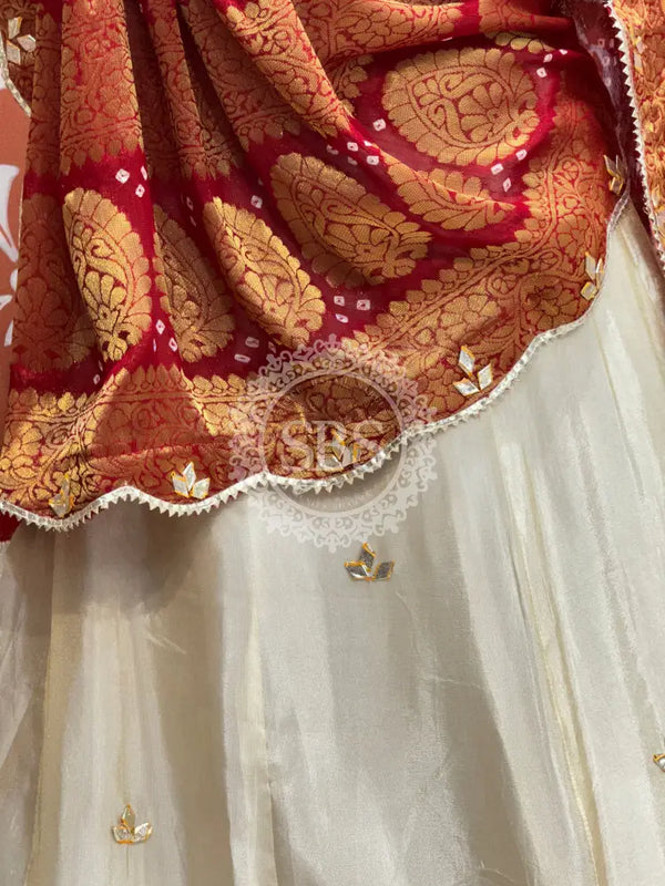 COSMOS TISSUE SILK LEHENGA WITH GHATCHOLA DUPATTA