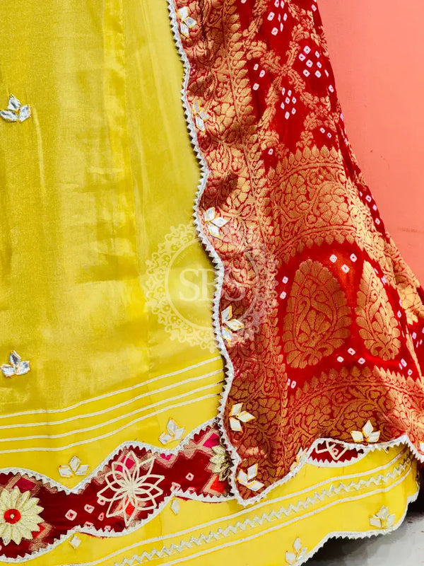 COSMOS TISSUE SILK LEHENGA WITH GHATCHOLA DUPATTA