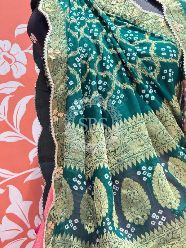 COSMOS TISSUE SILK LEHENGA WITH GHATCHOLA DUPATTA