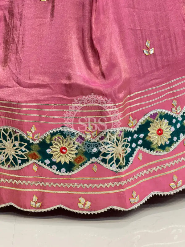 COSMOS TISSUE SILK LEHENGA WITH GHATCHOLA DUPATTA