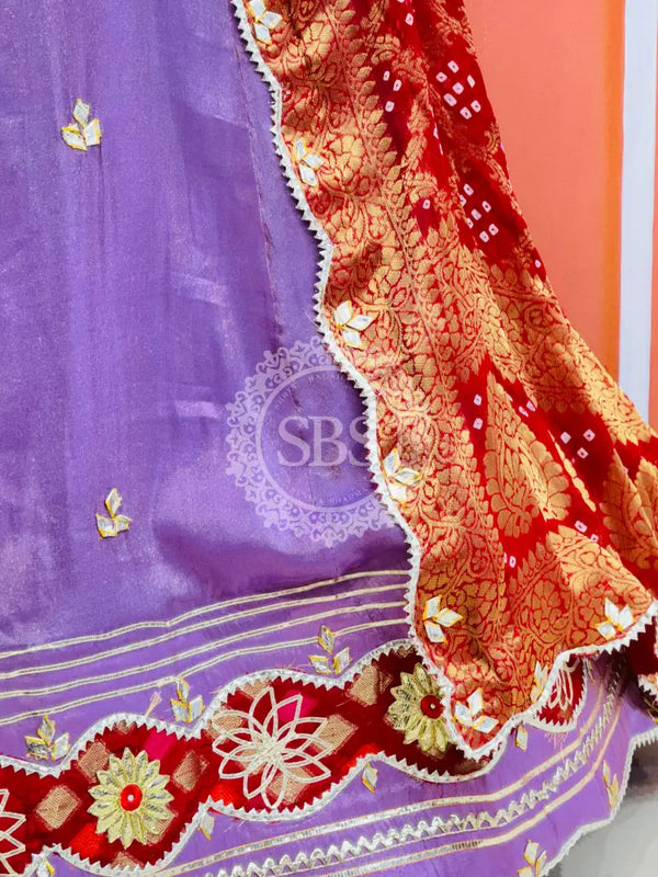 COSMOS TISSUE SILK LEHENGA WITH GHATCHOLA DUPATTA