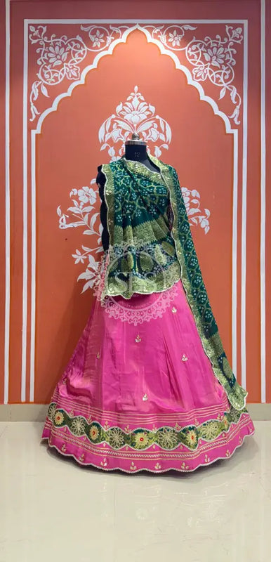 COSMOS TISSUE SILK LEHENGA WITH GHATCHOLA DUPATTA