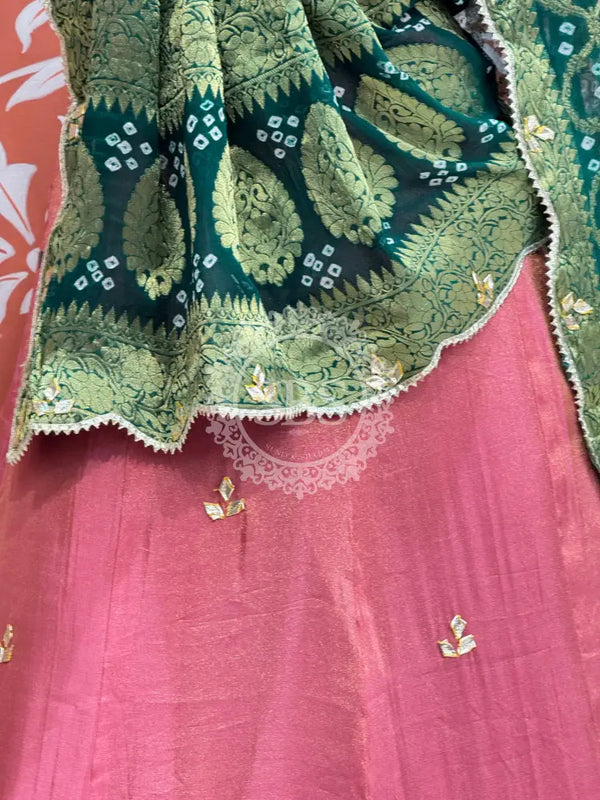 COSMOS TISSUE SILK LEHENGA WITH GHATCHOLA DUPATTA