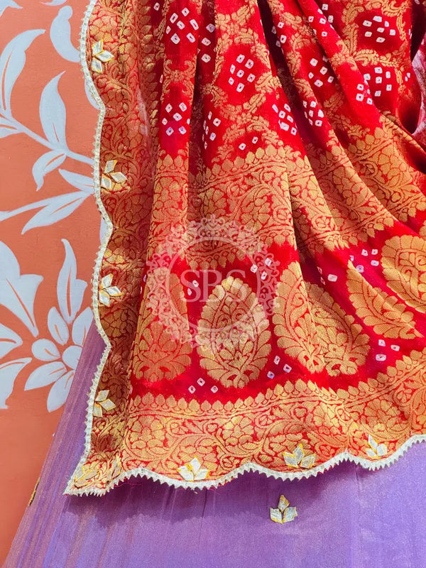 COSMOS TISSUE SILK LEHENGA WITH GHATCHOLA DUPATTA
