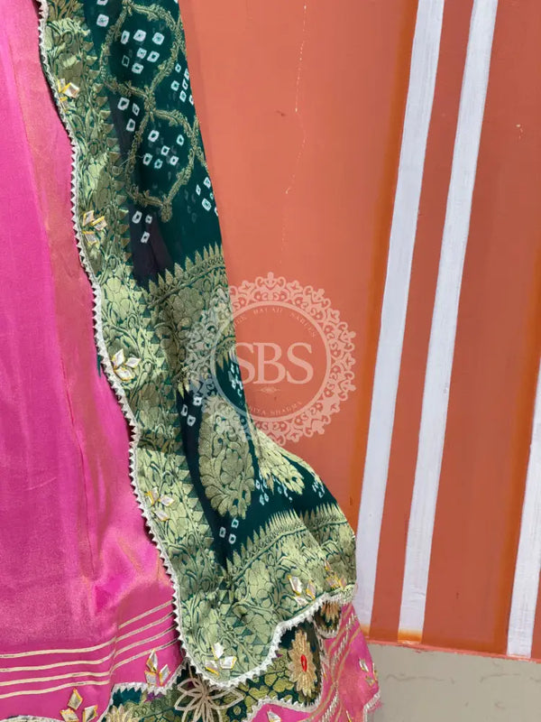 COSMOS TISSUE SILK LEHENGA WITH GHATCHOLA DUPATTA