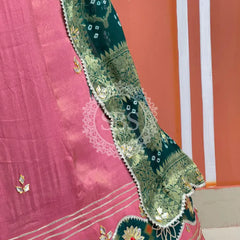 COSMOS TISSUE SILK LEHENGA WITH GHATCHOLA DUPATTA