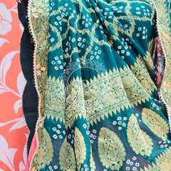 COSMOS TISSUE SILK LEHENGA WITH GHATCHOLA DUPATTA