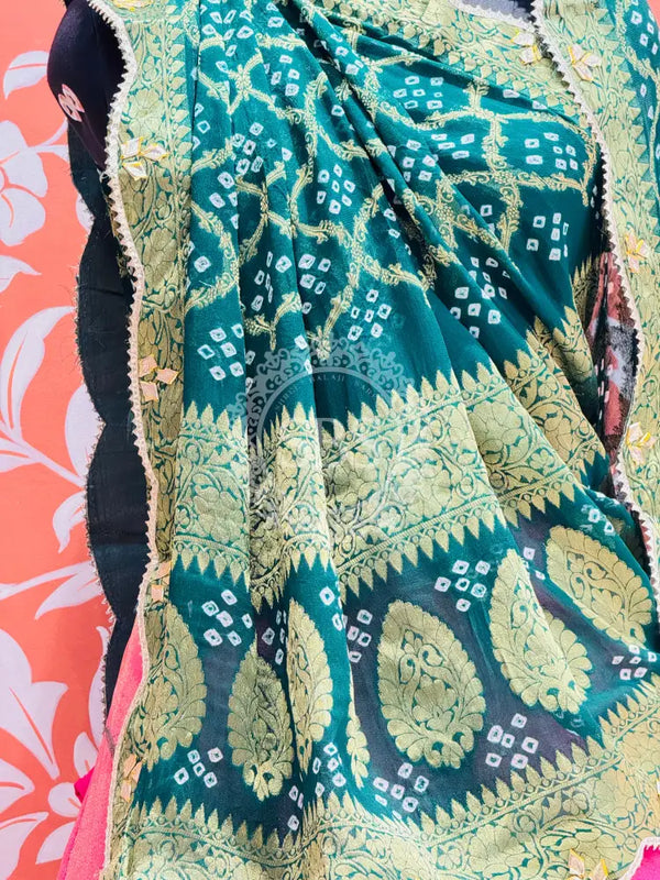 COSMOS TISSUE SILK LEHENGA WITH GHATCHOLA DUPATTA